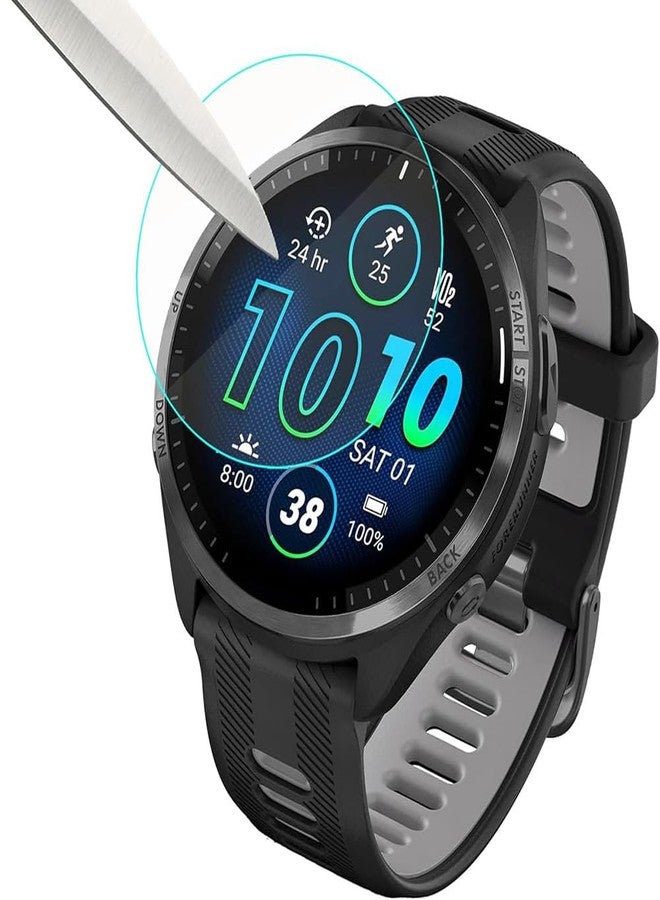 Macolink 3-Pack Screen Protector Compatible for Garmin Forerunner 965 Smartwatch + Silicone Anti-dust Plugs, Tempered Glass Anti Scratch, Bubble Free - Image 2