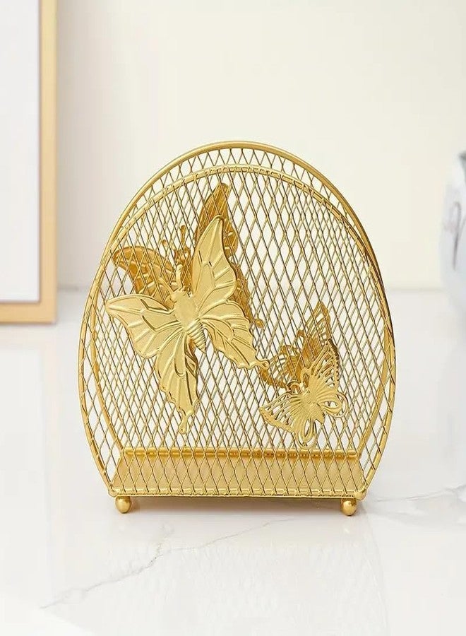CentraLit Butterfly Pattern Napkin Holder for Dining Table - Tissue Paper Stand for Kitchen, Home Décor, Office, Restaurant, Tissue Organizer for Dinner Tables, (Gold) Tissue Dispenser - Image 2