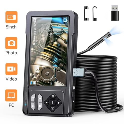ETZIN Dual Lens Industrial Endoscope, 1080P Digital Borescope Inspection Camera, 8.0mm IP67 Waterproof, with 4.3" LCD Screen Display, 8 LED Lights,16.5FT Semi-Rigid Cable (ES03) EPL-1341IM - Image 2