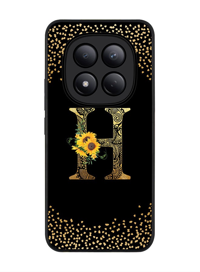 For Xiaomi Redmi Note 15 Pro 4G Case,Slim fit Camera Protection, Shockproof Thin Phone cover  - Custom Floral Monogram - H ( Black )