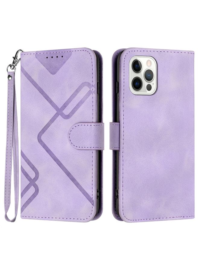Zaboon Case For iPhone 13 Pro Line Pattern Skin Feel Leather Phone Case - Image 1