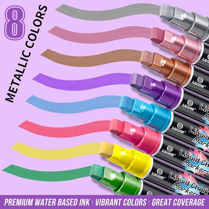 IJIANG Jumbo Chalk Markers Metallic For Cars Glass Washable, Liquid Chalk Marker Pen Dry & Wet-Erase 10mm 3 IN 1 Wide Tips, Chalk Pens for Windows, Auto, Bistro Blackboards, Restaurant Chalkboard, Whiteboard - Image 4