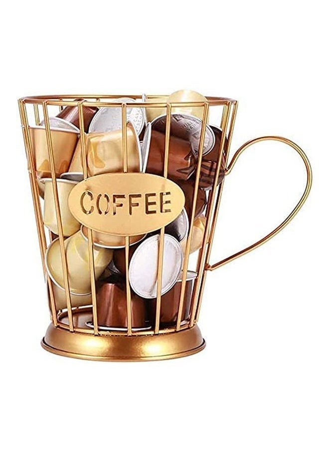 yongsheng Coffee Pod Holder,Mug Shape Coffee Capsule Storage Basket Organizer for for Coffee Station Bar Decor Restaurant Tea Room Kitchen Countertop,Coffee Capsule Pods Holder Gold 14.5x12x9.5cm  - Image 1