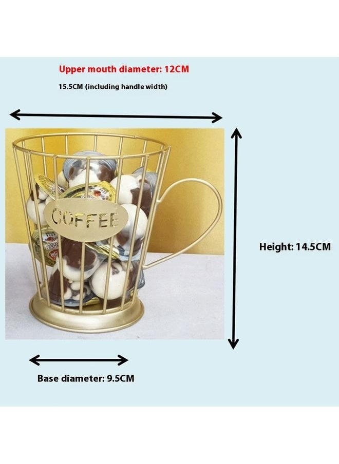 yongsheng Coffee Pod Holder,Mug Shape Coffee Capsule Storage Basket Organizer for for Coffee Station Bar Decor Restaurant Tea Room Kitchen Countertop,Coffee Capsule Pods Holder Gold 14.5x12x9.5cm  - Image 4