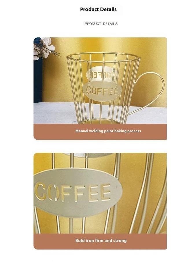 yongsheng Coffee Pod Holder,Mug Shape Coffee Capsule Storage Basket Organizer for for Coffee Station Bar Decor Restaurant Tea Room Kitchen Countertop,Coffee Capsule Pods Holder Gold 14.5x12x9.5cm  - Image 5