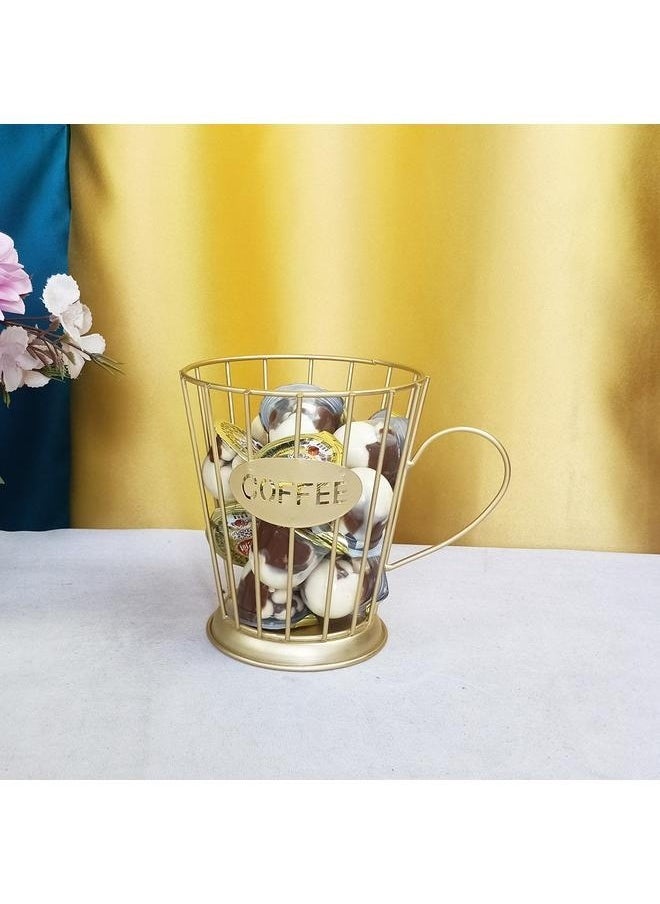 yongsheng Coffee Pod Holder,Mug Shape Coffee Capsule Storage Basket Organizer for for Coffee Station Bar Decor Restaurant Tea Room Kitchen Countertop,Coffee Capsule Pods Holder Gold 14.5x12x9.5cm  - Image 2