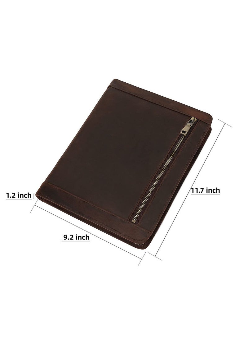 Y&D Leather Portfolio for iPad Pro 11 2021 3rd/2nd/1st Generation with Pencil Holder, Genuine Business Notepad Legal Pad Notebook Zipper, Tablet Padfolio Case - Image 5