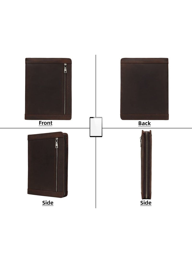 Y&D Leather Portfolio for iPad Pro 11 2021 3rd/2nd/1st Generation with Pencil Holder, Genuine Business Notepad Legal Pad Notebook Zipper, Tablet Padfolio Case - Image 3