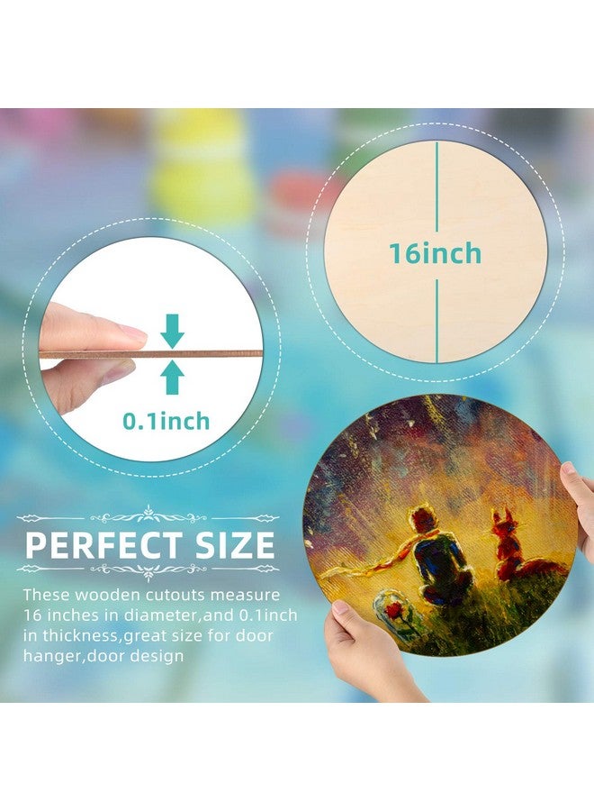Jetec 16 Inch Round Wood Circles Unfinished Round Wood Cutouts For Crafts Door Hanger Painting And Wood Burning (5 Pieces) - Image 2