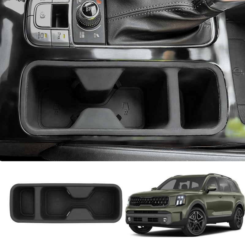 Maxzina Cup Holder Compatible with 2020-2025 Kia Telluride Cup Holder Silicone Insert Center Console Cup Holder Silicone Black Bottle Holder Interior Decoration for 2024 Telluride Accessories - Image 1