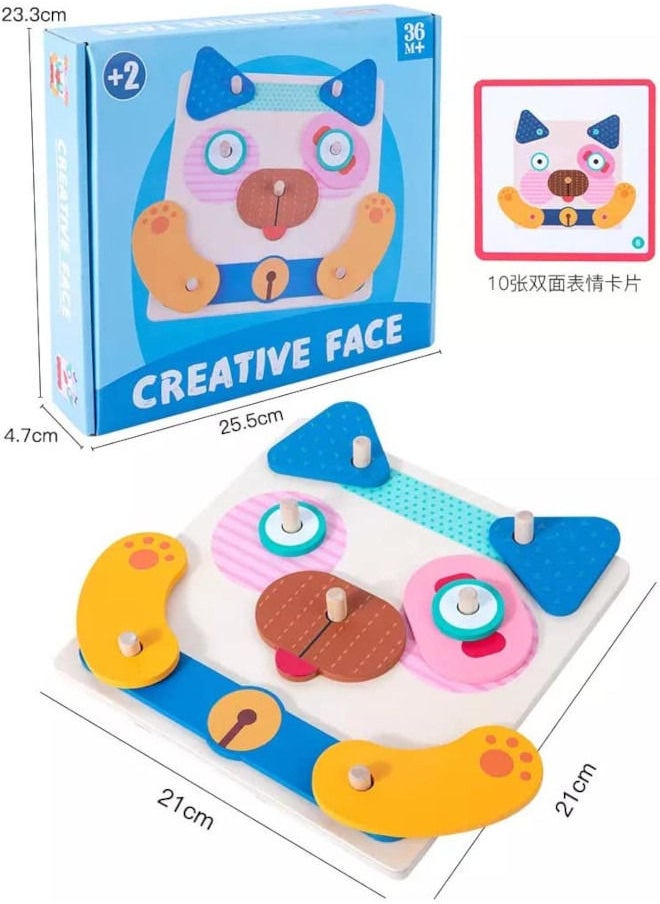 Cordova - Wooden creative face puzzle – Montessori educational toy for kids, DIY expression game - Image 1