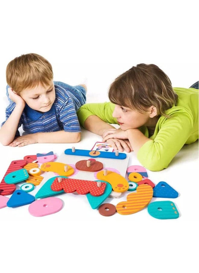 Cordova - Wooden creative face puzzle – Montessori educational toy for kids, DIY expression game - Image 1