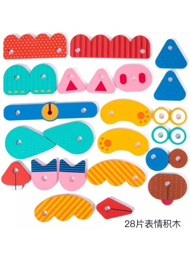 Cordova - Wooden creative face puzzle – Montessori educational toy for kids, DIY expression game - Image 1