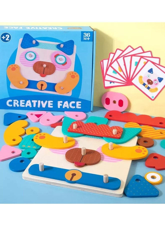 Cordova - Wooden creative face puzzle – Montessori educational toy for kids, DIY expression game - Image 1