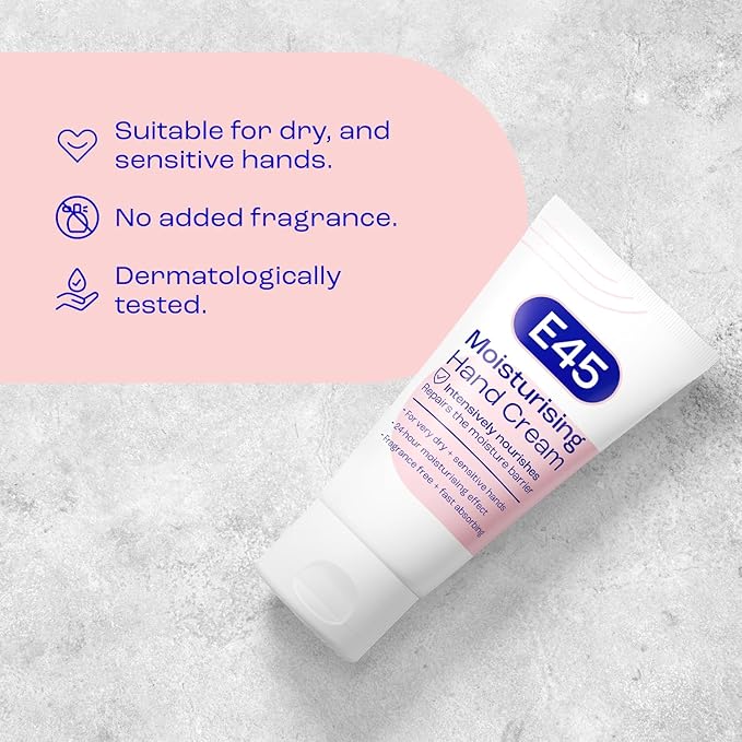 E45 Daily Hand Cream 50 ml E45 Hand Cream for Very Dry Hands Hand Moisturiser for Dry Skin and Sensitive Skin NonGreasy Hand Repair Cream for Soft and Supple Hands Fast Absorption Formula - Image 5
