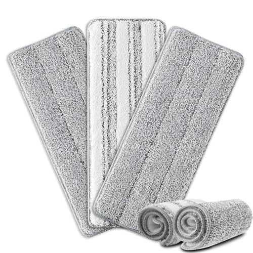 HiBaby Flat Mop Pads, 3 Pack 13" X 4.9" Microfiber Mop Pad/Refill/Head, Mop Pads Washable Microfiber Squeeze Cleaning Mop Heads Replacement - White and Grey - Image 1