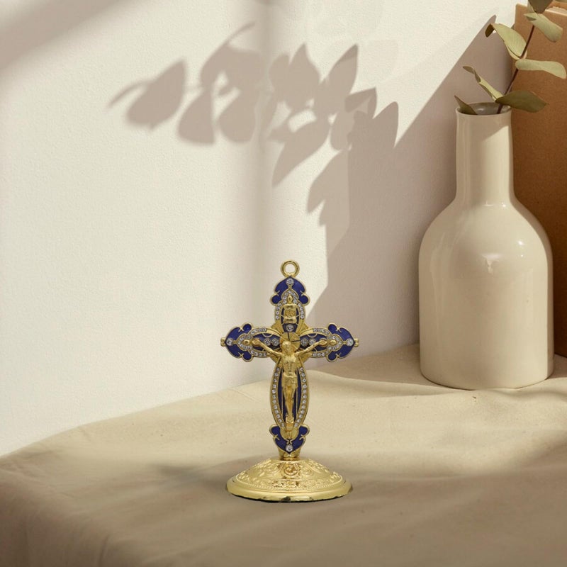 Black Artistic Metal Enameled Crucifix Religious Home Decor Car Interior Accent - Image 5