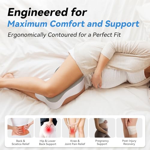 UJPFEO Knee Pillow for Side Sleepers,Leg Pillows for Sciatica,Knees,HIPS,Joints Between Legs,Back Pain Relief When Side Sleeping Spine Alignment Support for Knee Surgery Recovery - Image 3