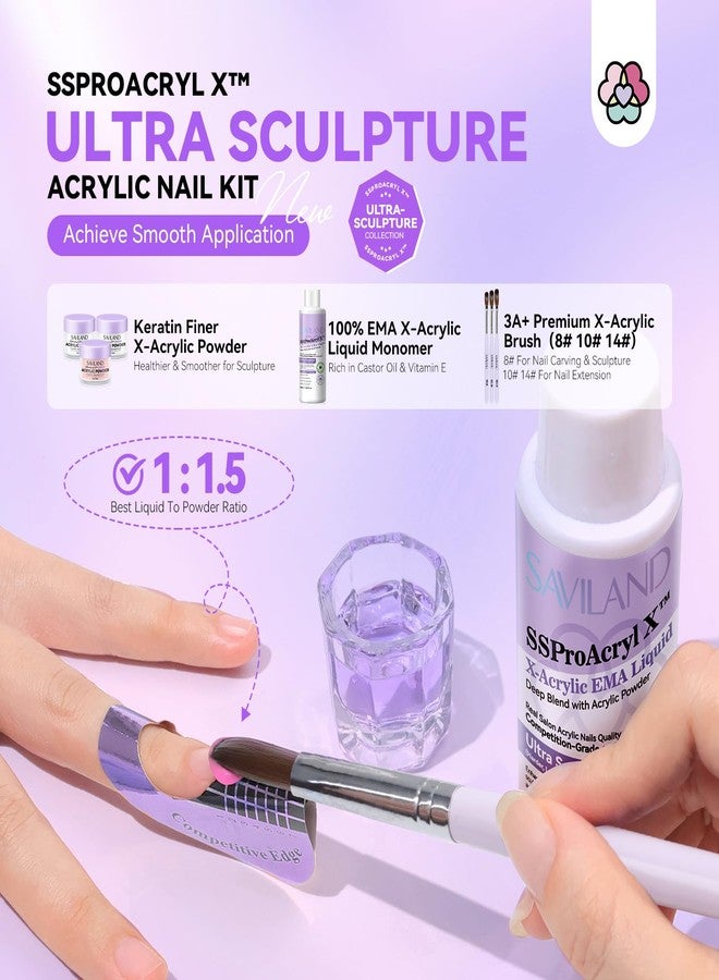 SAVILAND Professional Acrylic Nail Kit with Drill: Nail Kit Acrylic Set with 4OZ High Volumn EMA Monomer Nail Table Mat Essential Oil Nail Brush Nail Drill Kit Nail Extension Carving Women DIY Salon - Image 4
