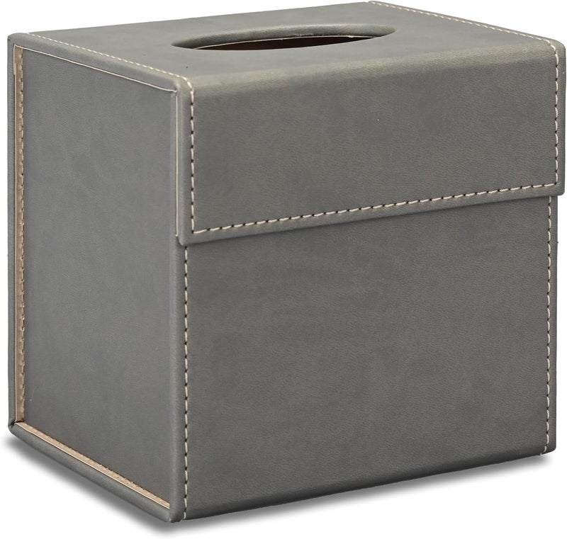 FIS Grey Tissue Box Holder - Italian PU Material with Magnetic Flap Closure - Image 1