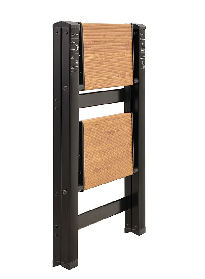 LAWAZIM Pro7 2-Step Folding Ladder - Brown - 150kg Load Capacity Step Stool with Wide Anti-Slip Pedals, Space-Saving Design, Support Rod Structure, and Noise-Free Feet - for Indoor and Outdoor Use - Image 5