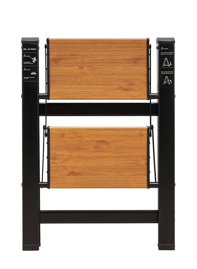 LAWAZIM Pro7 2-Step Folding Ladder - Brown - 150kg Load Capacity Step Stool with Wide Anti-Slip Pedals, Space-Saving Design, Support Rod Structure, and Noise-Free Feet - for Indoor and Outdoor Use - Image 3