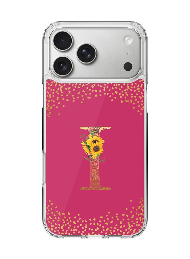 Stylizedd حافظة ماغسيف شفافة كلاسيكية لجهاز آيفون 17 برو ماكس، حافظة هجين ناعمة حواف مرنة مضادة للسقوط TPU PC جل رقيقة شفافة [مصممة لجهاز آيفون 17 برو ماكس] - حرف مونوغرام مخصص بنمط زهور - I (وردي غامق) 