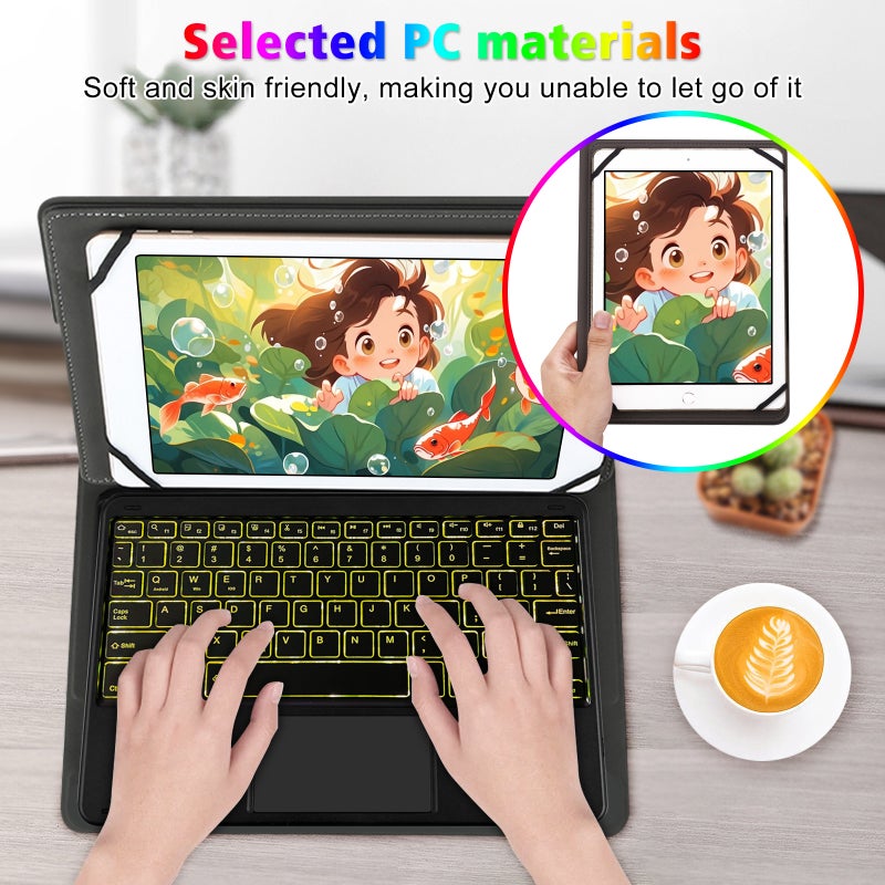 BT keyboard universal 9-inch to 11 inch tablet keyboard protective case BT keyboard+leather case - Image 2