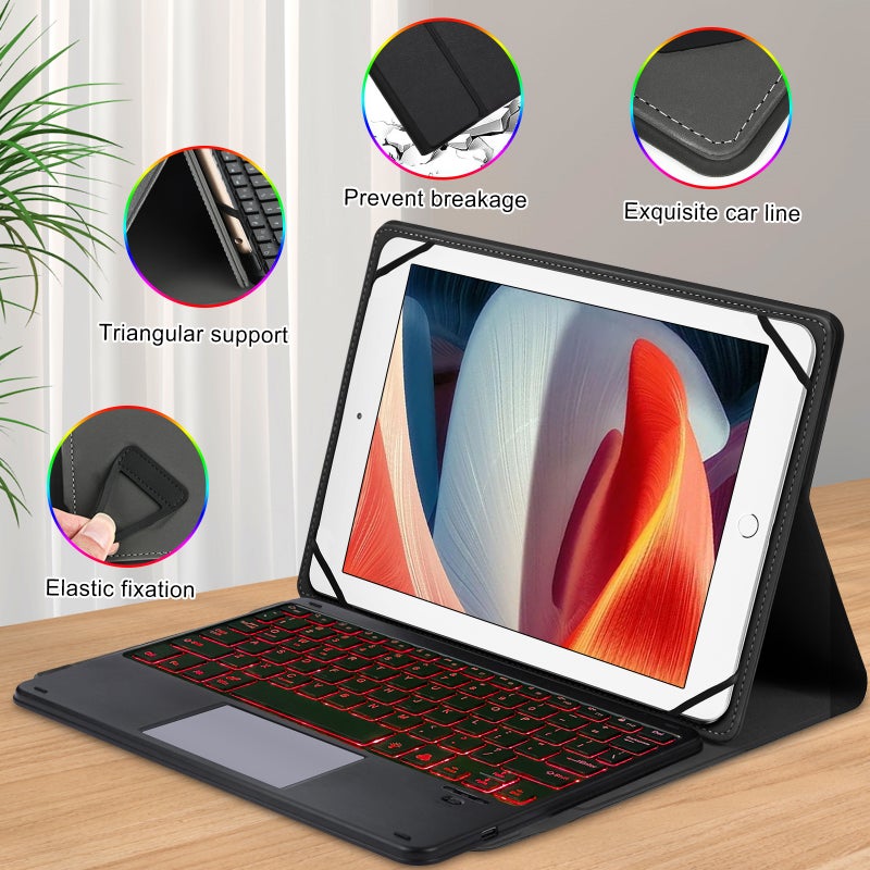 BT keyboard universal 9-inch to 11 inch tablet keyboard protective case BT keyboard+leather case - Image 3