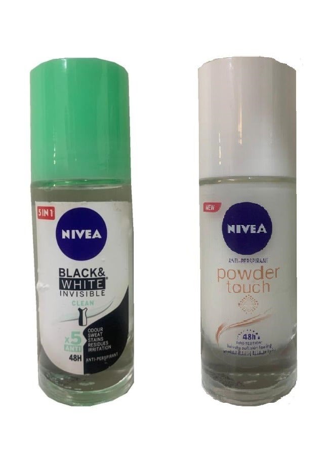 نيفيا مزيل عرق غير مرئي للملابس السوداء والبيضاء + بودرة تاتش لحماية البشرة لمدة 48 ساعة وملمس مخملي ناعم - Image 1