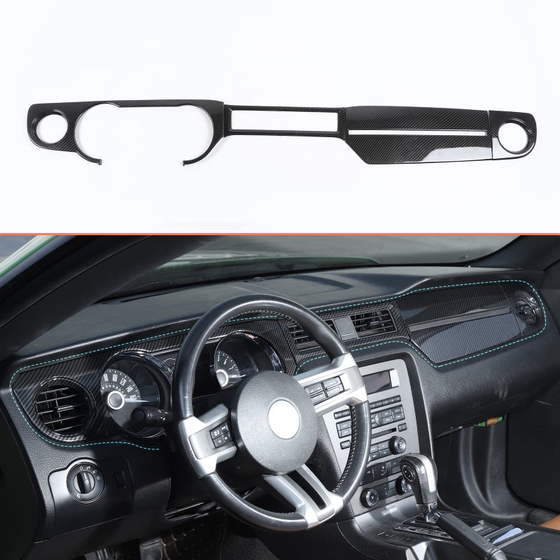 RTTCZ Carbon Fiber Center Console Dashboard Panel Trim Cover Kit Meter Frame Decoration Interior Accessories for Ford Mustang 20102014