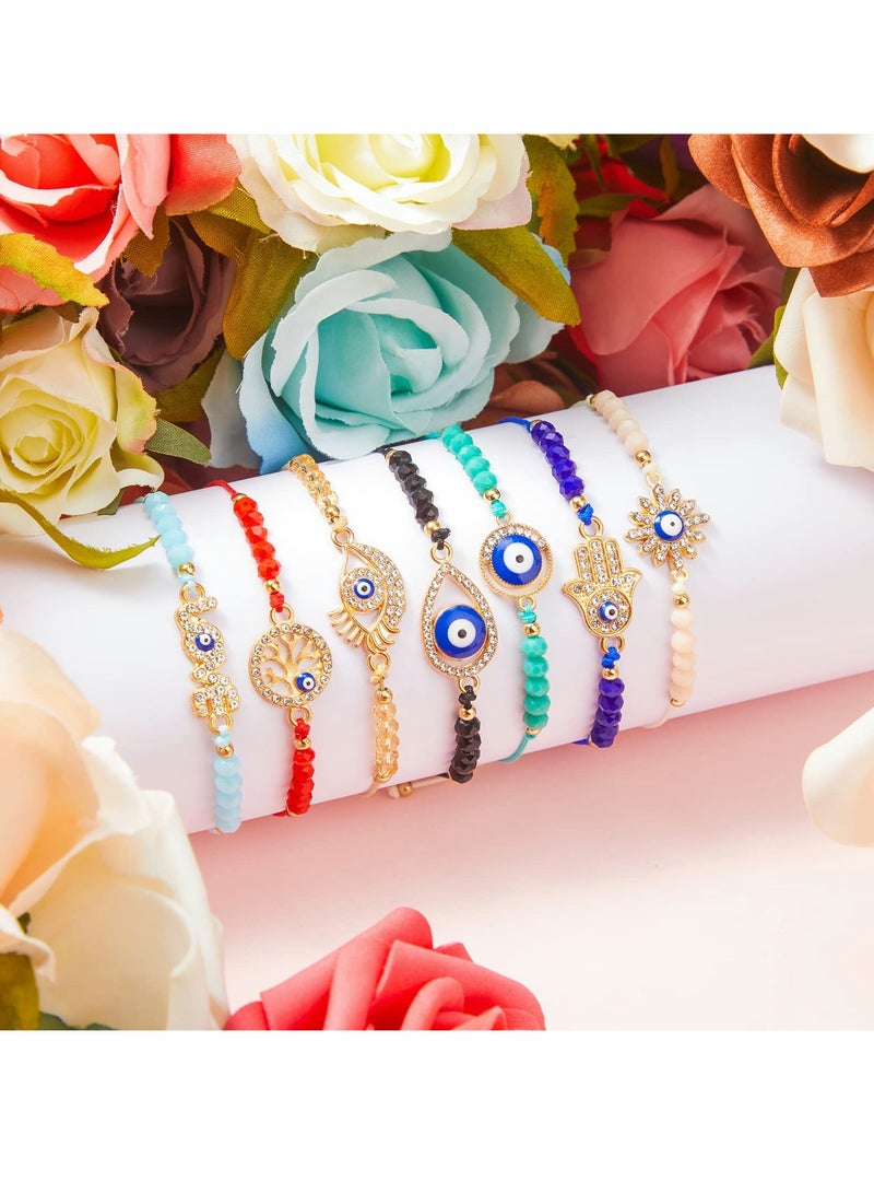 Excefore Beaded Bracelets Colorful Braided Rope Bracelets Adjustable Good Luck Amulet Bangle Handmade Bracelets Charm Strand Bracelet for Women Girls Boys 12 Pieces - Image 4