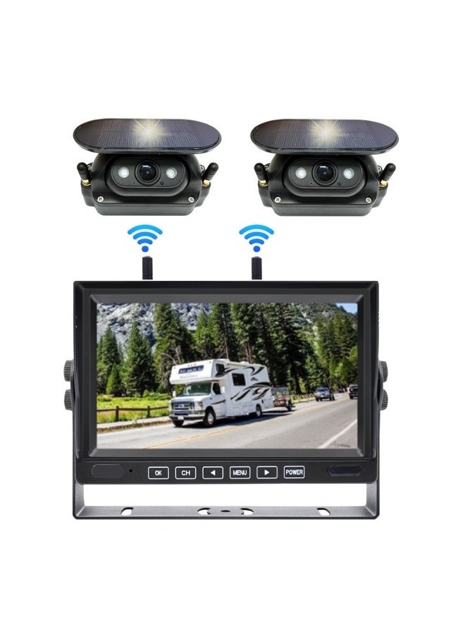Solar Powered Wireless Magnetic Backup Camera 7 Inch 1080P Monitor System for Truck Powered Rechargeable Waterproof - Image 1