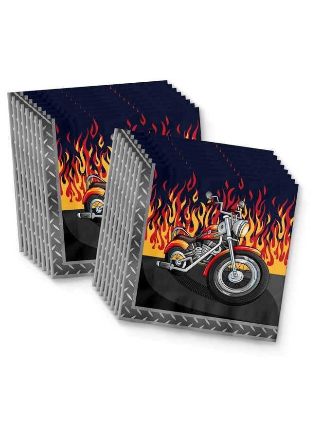 Birthday Galore Motorcycle Biker Birthday Party Supplies Set Plates Napkins Cups Tableware Kit for 16  - Image 4