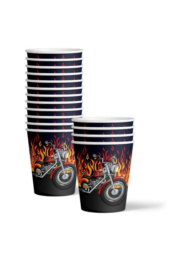 Birthday Galore Motorcycle Biker Birthday Party Supplies Set Plates Napkins Cups Tableware Kit for 16  - Image 3