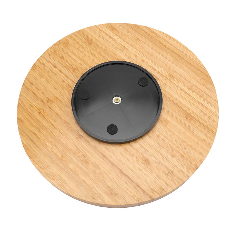 Fasmov فاسموف 12 بوصة قطرها صينية دوارة من الخيزران، صينية خشبية سميكة دوارة لرف التوابل لمطبخك، - Image 3