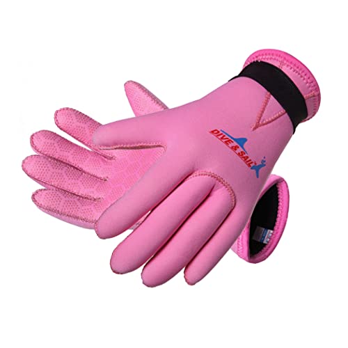 EXCEREY Kids Neoprene Skid-Proof Wetsuit Diving Gloves 3MM Surf Snorkeling Gloves(Pink, S) - Image 1