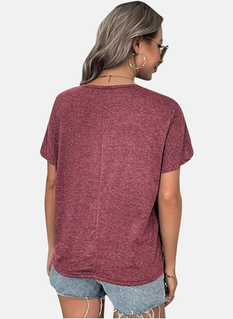 يونيكي Red Solid Short Sleeve Henley T-Shirt