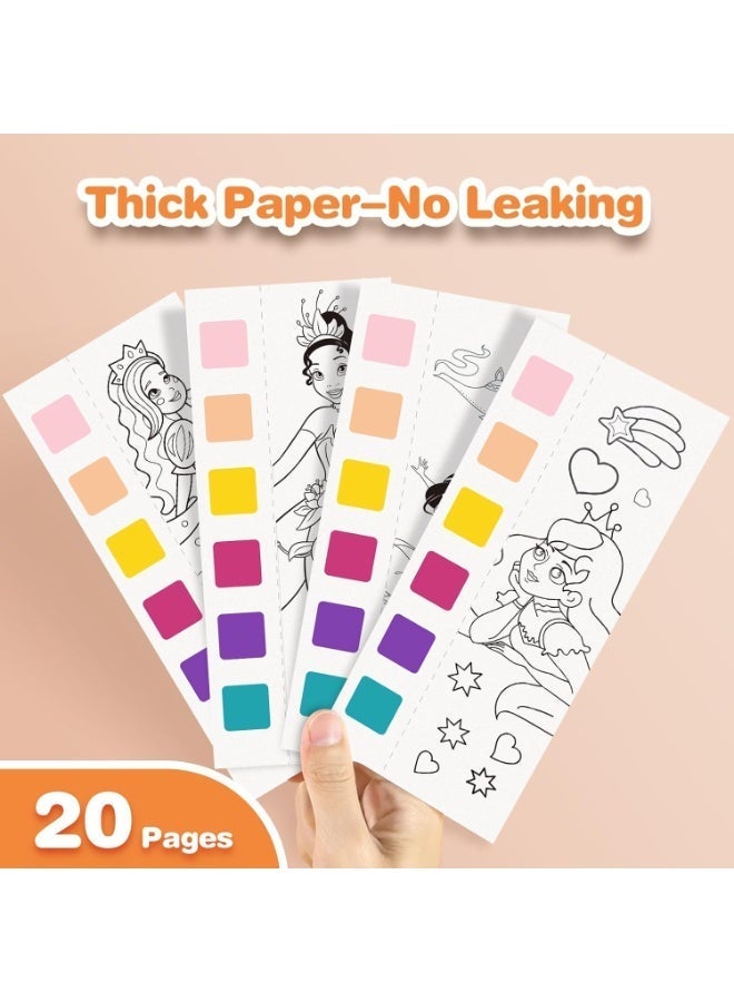 2-Piece Watercolor Coloring Books for Kids, Mess-Free Pocket Watercolor Set for Children, Arts and Crafts Watercolor Kit, Gift for Boys, Girls, and Princesses, Assorted Designs - Image 3