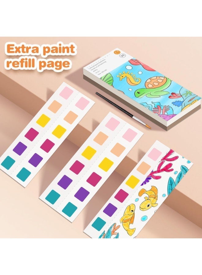 2-Piece Watercolor Coloring Books for Kids, Mess-Free Pocket Watercolor Set for Children, Arts and Crafts Watercolor Kit, Gift for Boys, Girls, and Princesses, Assorted Designs - Image 5