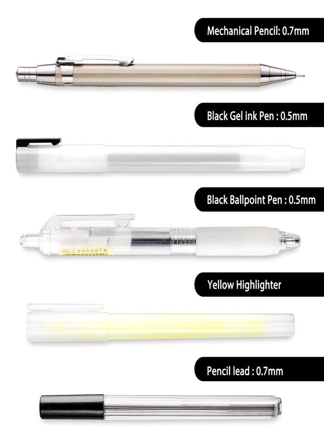 Whaline 10Pcs Japanese Style Pen Set Gel Ballpoint Pen Bag Mechanical Pencil Pencil Lead Correction Tape Sticky Note Rubber Ruler Highlighter Pen for Student Back to School Supplies Office Stationary - Image 2