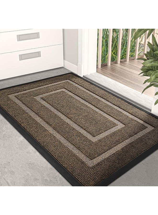 The Bros Super absorbent and moisture-proof door mat, [75 * 45CM] Outdoor and indoor door mat, home welcome mat, rubber welcome door mat, suitable for your home entrance, courtyard, office door (Brown【B】) - Image 1