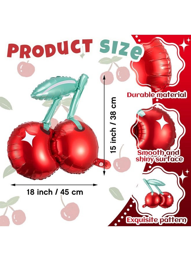 Hungdao بالونات كرز هوندوا 12 قطعة بالونات فويل بموضوع الكرز زينة حفلات الصيف لزفاف عيد الميلاد لوازم الحفلات - Image 2