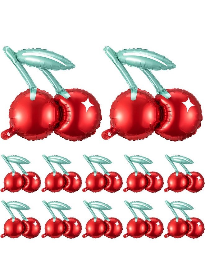 Hungdao بالونات كرز هوندوا 12 قطعة بالونات فويل بموضوع الكرز زينة حفلات الصيف لزفاف عيد الميلاد لوازم الحفلات - Image 1
