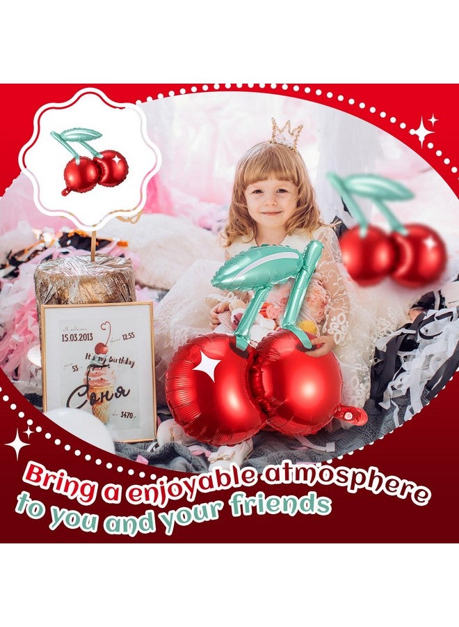 Hungdao بالونات كرز هوندوا 12 قطعة بالونات فويل بموضوع الكرز زينة حفلات الصيف لزفاف عيد الميلاد لوازم الحفلات - Image 4