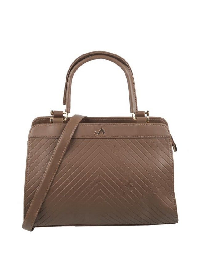 مترو حقيبة كتف نسائية مترو كاجوال بسحاب فاخر من الجلد الصناعي باللون البني الفاتح - Image 1