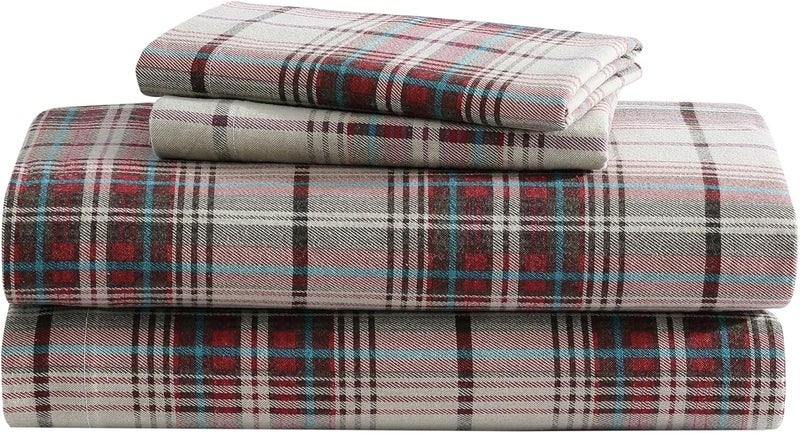 Eddie Bauer - Full Sheet Set, Warm Breathable Cotton Flannel Bedding with Deep Pockets, Brushed for Extra Softness, Cozy Home Decor, Oeko-Tex Certified (Montlake Plaid, Full) - Image 1