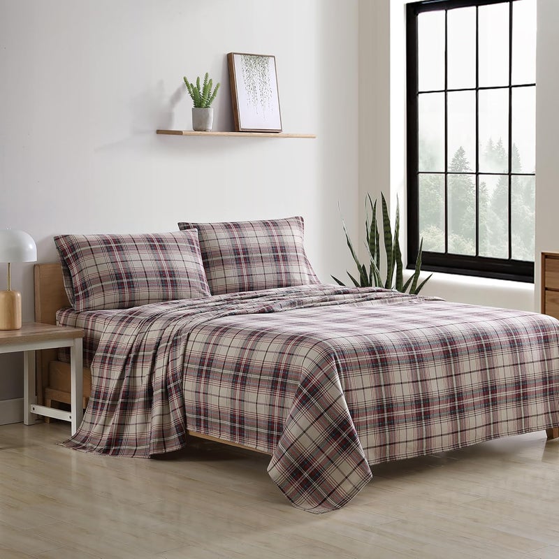 Eddie Bauer - Full Sheet Set, Warm Breathable Cotton Flannel Bedding with Deep Pockets, Brushed for Extra Softness, Cozy Home Decor, Oeko-Tex Certified (Montlake Plaid, Full) - Image 3