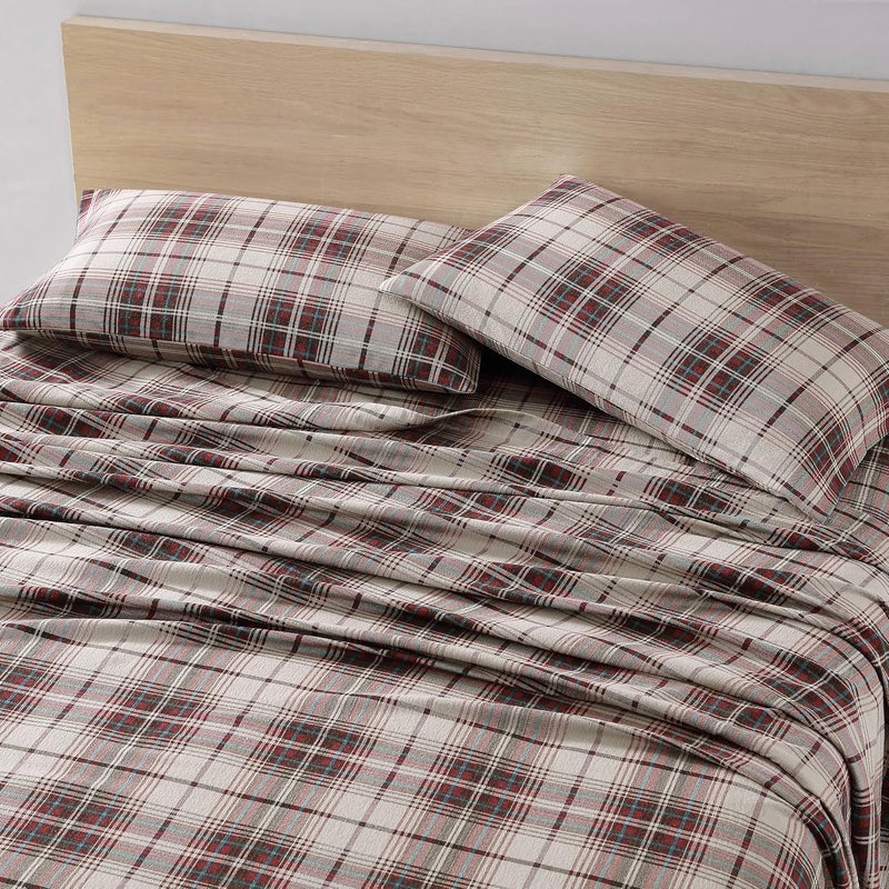 Eddie Bauer - Full Sheet Set, Warm Breathable Cotton Flannel Bedding with Deep Pockets, Brushed for Extra Softness, Cozy Home Decor, Oeko-Tex Certified (Montlake Plaid, Full) - Image 4