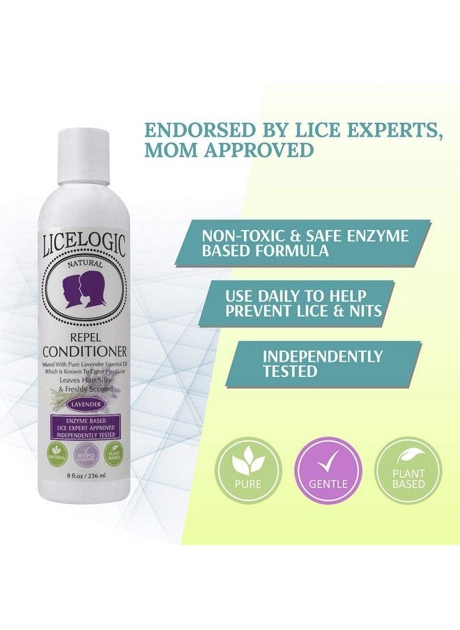 LiceLogic - Naturally Derived Lice Repel Conditioner Made With Licezyme | Prevent Super Lice And Nits 8 Oz Lavender Lice Prevention Hair Detangler Safe Non Toxic Ingredients Pesticide Paraben And Phthalate Free - Image 1